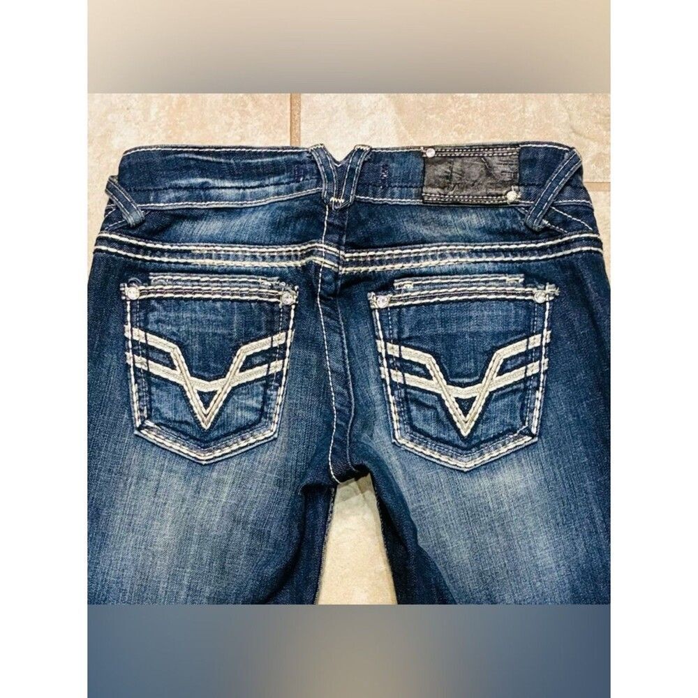 Vigoss Low Rise Straight Leg Jeans 28x32 Dark Blue Wash Stretch Y2K Women’s EUC - Picture 7 of 13